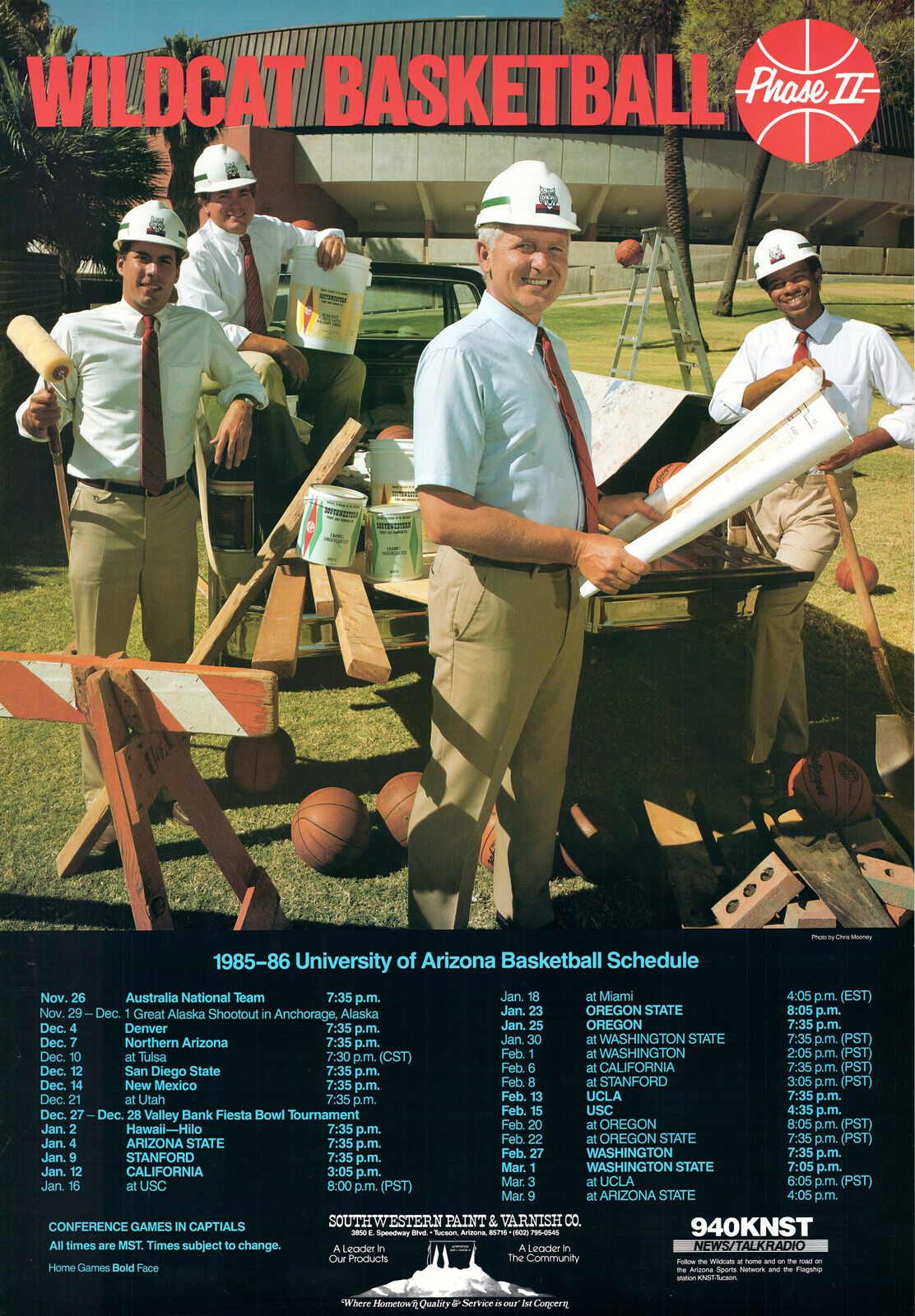 Arizona basketball poster 1985-86